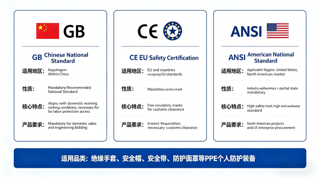 differences and ranking of gb ce ansi standards